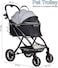 Dog Stroller with Storage Basket and Cup Holder, 106 cm Portable Foldable Pet Carrier Cart, Cat Trolley with 4 Wheels, Breathable Mesh Design, Cup Holder, Easy Handle and Adjustable Top Cover, (Grey)