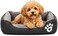 Pet cushion for Puppies and kitten, Soft Plush pet bed with Raised sides, Low entry, and Warm, 53 cm sleeping mat with Non-slip, Comfortable, Head &amp; Neck Support, and Breathable &amp; Light weight (Black)