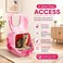 Cat litter box with Durable Plastic, Easy Handle, and Top Opening Lid, 54 cm Litter Tray for Indoor Cats, Odor Control, Easy to clean and Portable, Scoop Included, Anti-Tracking Grid, (Pink