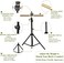 Bird Perch Stand with Tripod Base, Adjustable Height, Portable &amp; Sisal Rope Perches, 144 cm Bird Training Stand with Stainless Steel Feeding Cup for Parrot, Macaw &amp; other Medium to Large Birds (Black)