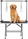 42-Inch Foldable dog grooming table with Adjustable grooming Arms, Waterproof surface, Storage tray, and Non-slip feet, Heavy-duty grooming table for Large dogs, Easy to assemble, 165 cm (Black)