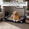 Orthopedic dog bed for Large dogs, Washable plush pet bed with raised bolster sides, Soft plush interior, and Non-slip bottom, Comfortable indoor dog sofa bed, Easy to clean, 90 cm (Black)