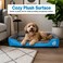 Orthopedic dog bed for Medium dogs, Soft plush pet sofa bed with Raised bolsters design, Soft plush surface, and Non-slip bottom, Comfortable calming puppy cushion, Easy to clean, 80 cm (Blue)