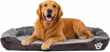 Orthopedic dog bed for Large dogs, Washable plush pet bed with raised bolster sides, Soft plush interior, and Non-slip bottom, Comfortable indoor dog sofa bed, Easy to clean, 90 cm (Dark-chocolate)