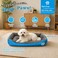 Pet cushion for dogs and Cats, Soft Plush pet bed with Raised sides, Low entry, and Warm, 73 cm sleeping mat with Non-slip, Comfortable, Head &amp; Neck Support, and Breathable &amp; Light weight (Blue)