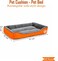 Pet cushion for Small dogs and Cats, Soft Plush pet bed with Raised sides, Low entry, and Warm, 61 cm sleeping mat with Non-slip, Comfortable, Head &amp; Neck Support, and Breathable &amp; Light weight (Orange)