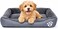 Pet cushion for Small dogs and Cats, Soft Plush pet bed with Raised sides, Low entry, and Warm, 61 cm sleeping mat with Non-slip, Comfortable, Head &amp; Neck Support, and Breathable &amp; Light weight (Grey)