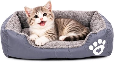 Pet cushion for Puppies and kitten, Soft Plush pet bed with Raised sides, Low entry, and Warm, 53 cm sleeping mat with Non-slip, Comfortable, Head &amp; Neck Support, and Breathable &amp; Light weight (Grey)