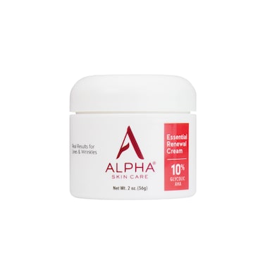 Alpha Skin Care Essential Renewal Cream, Anti-Aging Formula, 10% Glycolic Alpha Hydroxy Acid (AHA, 2 Oz, Red, White
