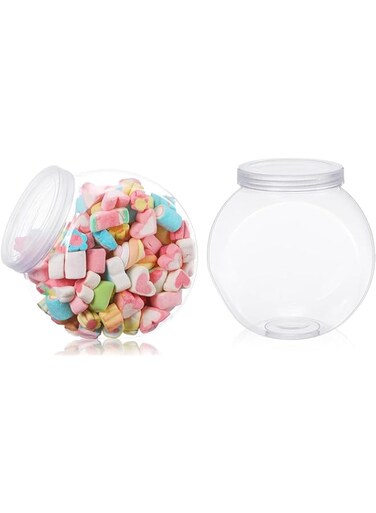 NALACAL 71 oz Plastic Candy Jars with Lids Clear Plastic Cookie Jars for Kitchen Counter Candy Jars for Candy Buffet Containers Set Candy Holder Candy Dish for Party Table Laundry Storage(2 Pcs)