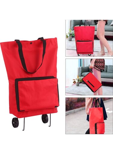 Shopping Trolley Bag With Wheels Red 28x4x18cm