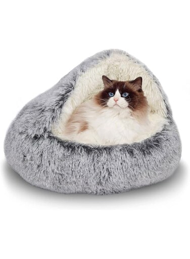 Cat Beds for Indoor Cats, Cat Bed Cave Sleeping Bag, Winter Cat Sleeping Bag, Soft Plush Large Cat Sack Self Warm Cat Bed, Non-Slip &amp; Washable Anti-nxiety Pet Sleeping Bed, 20&times;20in