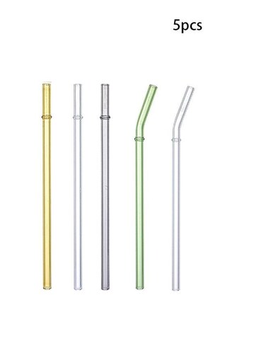 Set of 5 Pieces Made of High Borosilicate Glass, Reusable Drinking Straw,Perfect for Both Hot and Cold Drinks