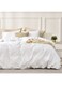 100% 3pcs Garment Washed Cotton Duvet Cover Queen Size (230cm x 230cm) with 2 Pillowcases (50cm x 66cm), Linen Like Breathable Durable Soft, White