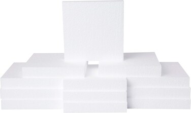 CRAFT MAGIC 12-Pack Foam Cubes &ndash; EPS Polystyrene Blocks for Crafting, Modelling, Art Projects and Floral Arrangements (6 &times; 6 &times; 1 in)