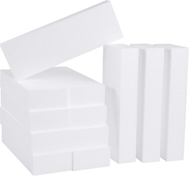 CRAFT MAGIC 12-Pack Foam Blocks &ndash; EPS Polystyrene Panels for Crafting, Modelling, Art Projects and Floral Arrangements (4 &times; 12 &times; 2 in)