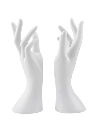 Framendino, Female Mannequin Hand Jewelry Display Holder Stand for Bracelet Necklace Ring Plastic (White, 2 Pack)
