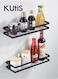 2 Piece Kitchen Wall Mounted Storage Rack Aluminum Alloy Black 29.5 x 12 x 4 Centimeter