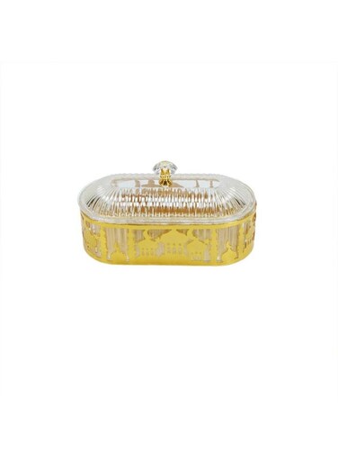Smart Ramadan Metal Snack Box with Lid   Desert serving platter with transparent lid, adding an elegant touch to your Ramadan decorations in your office or home. Perfect for celebrating Eid al-Fitr, Ramadan, or weddings.