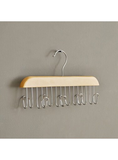 Box Forest 8-Hooks Belt And Tie Wooden Hanger 28x15.5x5.8 cm