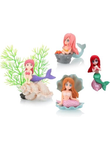 ChicAbode 4 Pack Mermaid Fish Tank Decorations, Miniature Mermaid Figurines, Aquarium Cute Little Ornament, Interesting Fish Tank Accessories, for DIY, Craft, Aquarium, Fish Tank, Desk Decoration