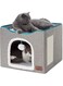TBSITNS Cat Bed for Indoor Large Cat Cave for Pet Cat House with Fluffy Ball Hanging and Scratch Pad, Foldable Cat Nest,41x41x35CM (Grey)
