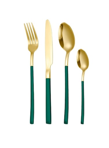 Pieces Green Gold Cutlery Set Stainless Steel Green Cutlery Set Including Fork Spoons Knife Tableware