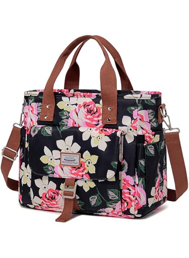 Weitars Insulated Lunch Bag For Women,Leak Proof Lunch Box For Work,Extra Large Lunch Tote Bag With Removable Shoulder Strap with Side Pockets,Reusable Lunch Bag For Picnic Hiking (Peony)