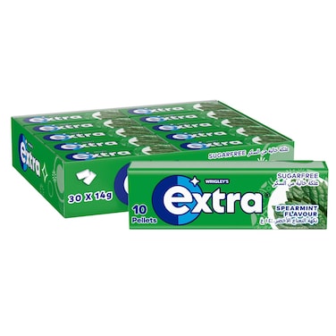 Wrigley's Extra Gum Spearmint, Sugar Free Chewing Gum Pack of 30x10 Pellets