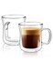 2- Pieces Double Wall Glass Coffee Mugs 250ml, Clear Glass Coffee Mugs for Hot Beverages