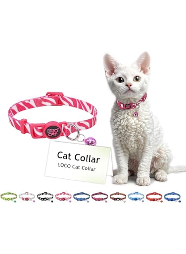 DOCO&reg; LOCO Cat Collar Pattern Printed (DCAT002) Texture - Pink Zebra