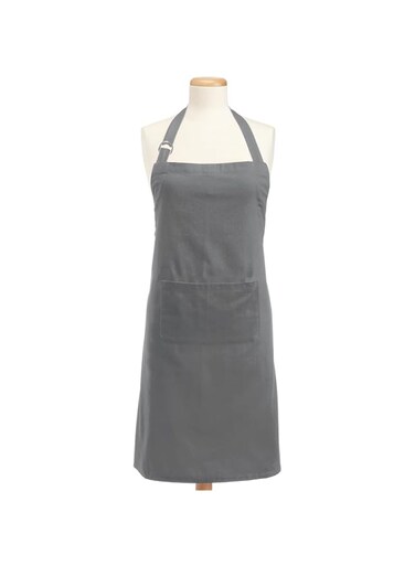 DII Adjustable Neck &amp; Waist Ties with Front Pocket, 32x28 Apron Chino Chef Collection, Gray