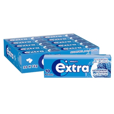 علك إكسترا  المنعشة بنكهة النعناع الفلفلي، خالية من السكر، عبوة من 30 ×10 حبات