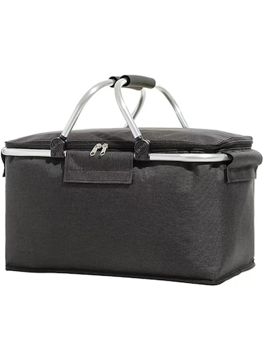 Qiccijoo Picnic Basket 22L Portable Collapsible Cooler Bag Grocery Bag Shopping Basket with Aluminium Handles for Shopping, Travel, Camping
