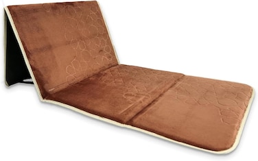 Home Dwell Foldable Prayer Mat with 115° Reclining Backrest – Ergonomic Janamaz with Knee Cushion & Carry Bag – Islamic Back Support Mat for Comfortable Prayers – Brown