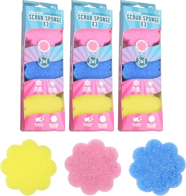 Home Dwell Flower Shape Sponge Set   Pack of 9  Scratch-Free Sponges for Dishes & Home, Odor Resistant, Soft In Warm Water, Firm Cold, Deep Cleaning, Dishwasher Safe, Multi-Use, Functional, Ergonomic