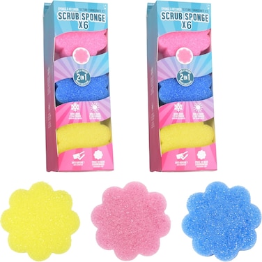 Home Dwell Flower Shape Sponge Set   Pack of 12  Scratch-Free Sponges for Dishes & Home, Odor Resistant, Soft In Warm Water, Firm Cold, Deep Cleaning, Dishwasher Safe, Multi-Use, Functional, Ergonomic