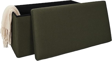 Home Dwell Cushioned Storage Bench with Hidden Compartment   Modern Ottoman Seat for Bedroom, Entryway, or Living Room &ndash; Khaki