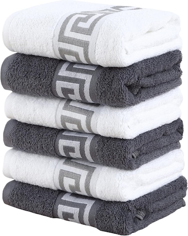 Home Dwell Premium Hand Towels Set - Set of 6 - 100% Cotton, Bathroom Hand Towel Set, Hotel & Spa Quality Hand Terry Towels for Bathroom, Highly Absorbent and Super Soft Bathroom Towels