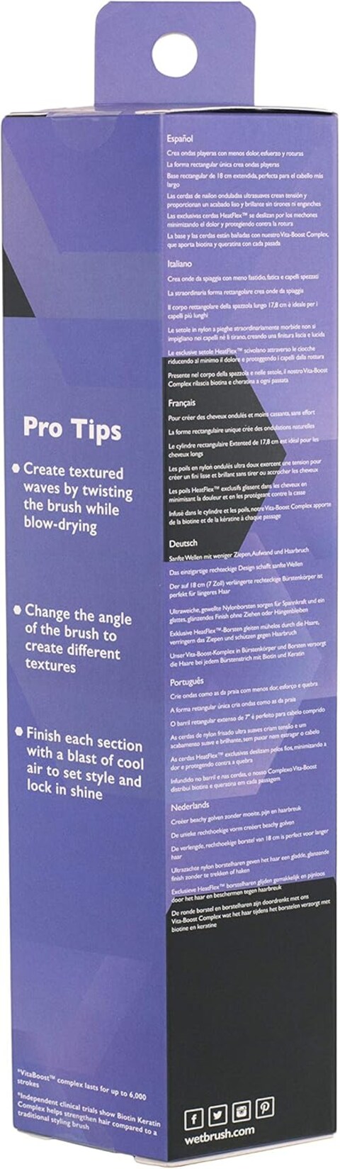 Wet Brush Beach Waves Round Brush - For All Hair Types - Loose Curls &amp; Beachy Waves - A Perfect Blow Out with Less Pain, Effort and Breakage Square Barrel, 2&quot; Barrel
