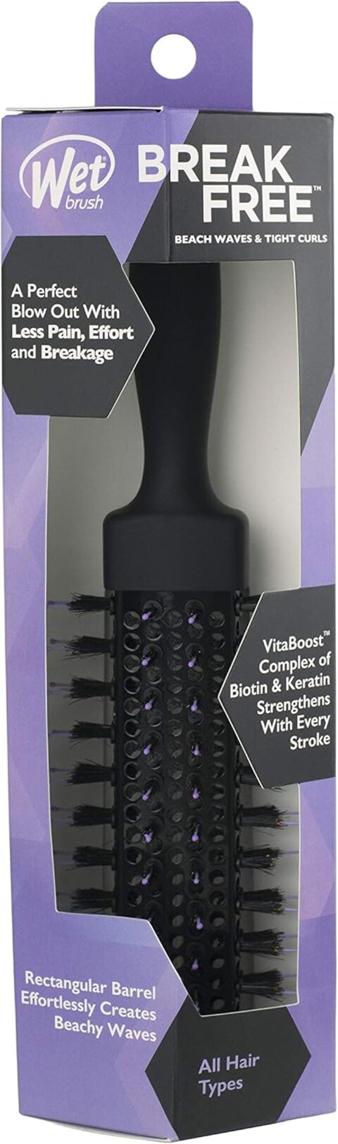 Wet Brush Beach Waves Round Brush - For All Hair Types - Loose Curls &amp; Beachy Waves - A Perfect Blow Out with Less Pain, Effort and Breakage Square Barrel, 2&quot; Barrel