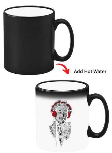 Color Changing Heat Sensitive Ceramic Mug, Image Revealed When HOT Liquid is Added! Einstein