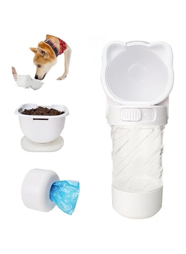 NALACAL Portable Dog Water Bottle 3 In 1, Multifunctional Puppy Water Dispenser with Water Bowl and Poop Bag for Walking, Hiking and Traveling, Bpa Free, Dishwasher Safe, Silica Gel Seal Ring Design