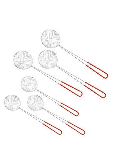 Stainless Steel Strainer Set with Silicone Handles - Perfect for Cooking, Frying, and Hot Pot