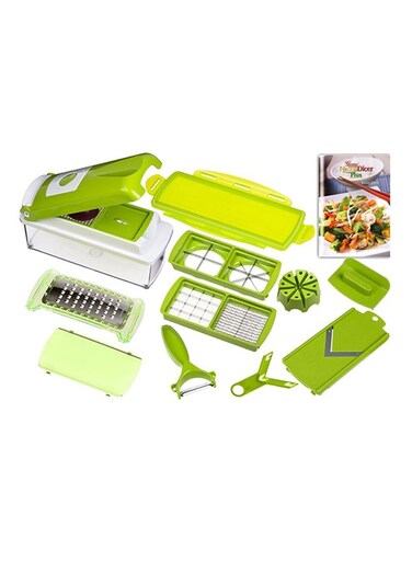 Dicer 11-Piece Fruit And Vegetable Chopper And Slicer Set White/Green