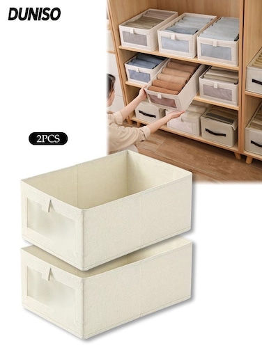 2 Pcs Wardrobe Clothes Organizer, Foldable Clothes Storage Box Organizer, Visible Drawer Organizers Wardrobe Clothing Organizer, Washable Drawer Box for Clothing, T-Shirt, Pants, Toys &amp; Books