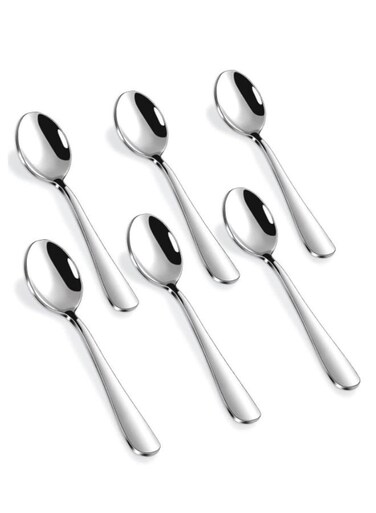 Stainless Steel Dinner Spoons Silverware Set 6 Pcs Coffee Spoon Set Large Tablespoons 7.3 inches/18.5 cm for Kitchen Food Grade Soup Serving Spoons Stainless Steel Mirror Polished Metal Spoons for Home Restaurant