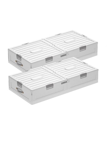 Set of 2 Space-Saving Drawer-Style Folding Under Bed Storage Box with Wheels 18cm