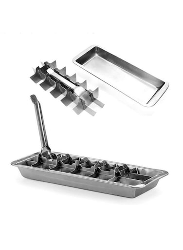 18 Slot Stainless Steel Ice Cube Tray Metal Ice Cube Maker for Parties And Everyday Use Removable DIY Ice Maker Ice Cube Tray Whiskey Cocktails sliver