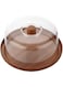 HomeTown Evelin Cake Serving Box Container Cake Server Storage Keeper Tray With See Through. (With Lid), Walnut